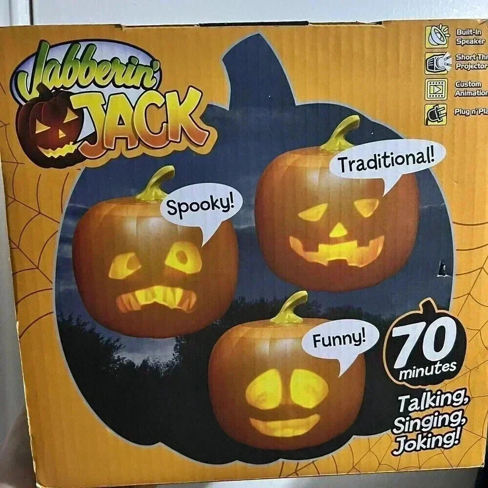 Mindscope Jabberin Jack Talking Animated Pumpkin with Built in Projector & Sp...